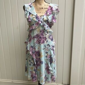 Lauren Ralph Lauren Georgette dress midi green/lavender 4